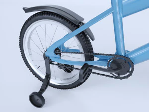 bicycle with training wheel 3D Model