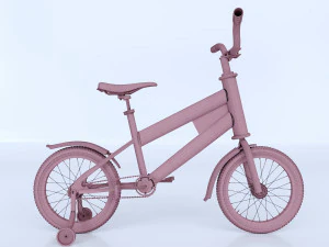 bicycle with training wheel 3D Model