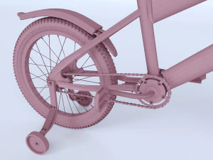 bicycle with training wheel 3D Model