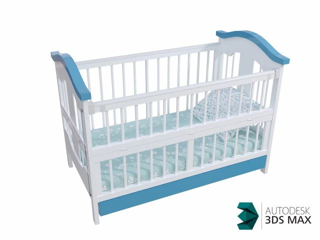 baby bed 3D Model .c4d .max .obj .3ds .fbx .stl .blend 