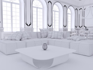 white interior 3D-Modell