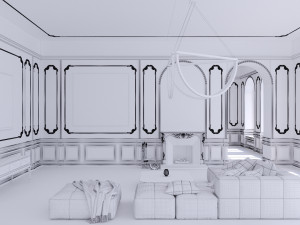 white interior 3D-Modell