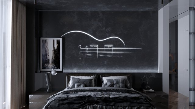 young dark bedroom 3D Modell .c4d .max .obj .3ds .fbx .stl .blend