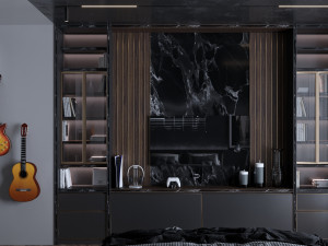young dark bedroom 3D Modell