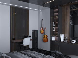 young dark bedroom 3D Modell