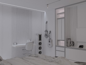 young dark bedroom 3D Modell