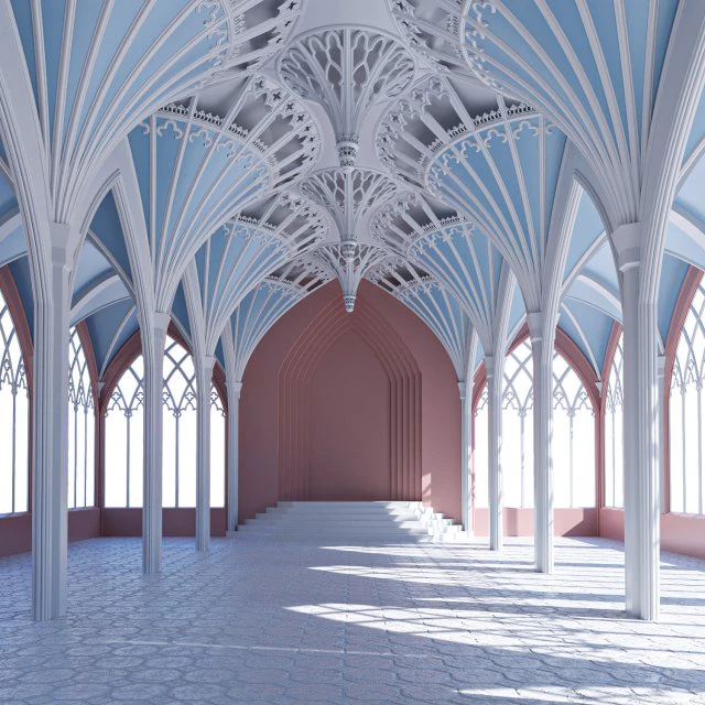 gothic hall 3D Model .c4d .max .obj .3ds .fbx .stl .blend 