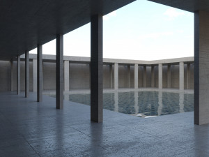 desert square concrete landscape with pool 3D Modell