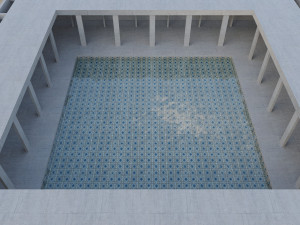 desert square concrete landscape with pool 3D Modell