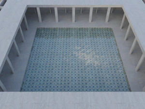 desert square concrete landscape with pool 3D Model
