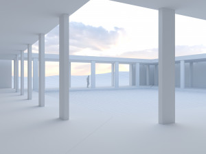 desert square concrete landscape with pool 3D Modell