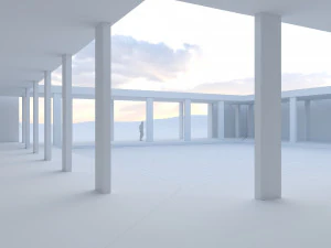 desert square concrete landscape with pool 3D Model