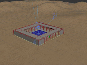 desert square concrete landscape with pool 3D Modell