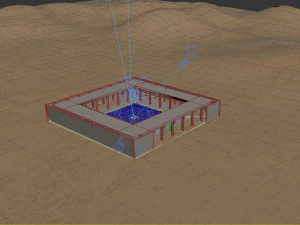 desert square concrete landscape with pool 3D Model