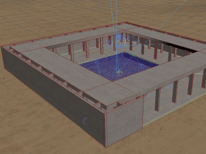 desert square concrete landscape with pool 3D Modell