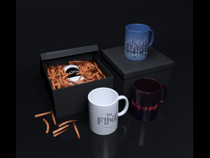 cup in crepe clipping paper in box 3D मॉडल