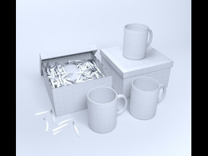 cup in crepe clipping paper in box 3D मॉडल