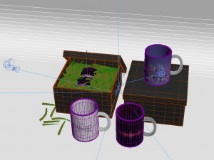 cup in crepe clipping paper in box 3D मॉडल