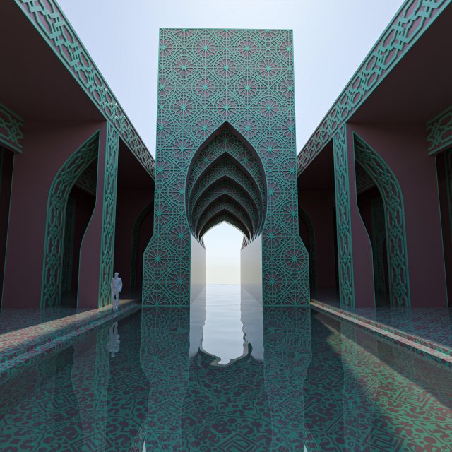 Moroccan-style infinity pool palace 3D-Modell .c4d .max .obj .3ds .fbx .stl .blend 