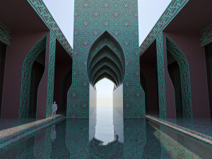 Moroccan-style infinity pool palace 3D Model