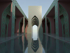 Moroccan-style infinity pool palace 3D Model