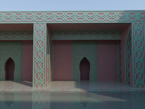 Moroccan-style infinity pool palace 3D Model