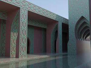 Moroccan-style infinity pool palace 3D Model