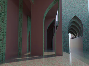 Moroccan-style infinity pool palace 3D Model