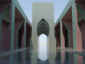 Moroccan-style infinity pool palace 3D Model