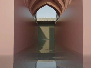 Moroccan-style infinity pool palace 3D Model