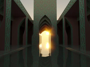 Moroccan-style infinity pool palace 3D Model