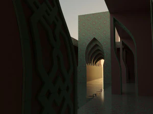 Moroccan-style infinity pool palace 3D Model
