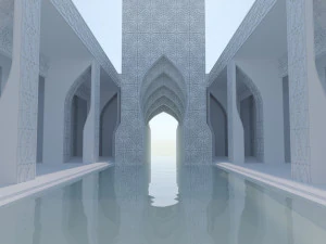 Moroccan-style infinity pool palace 3D Model
