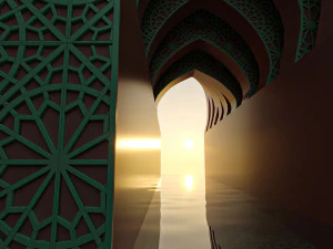 Moroccan-style infinity pool palace 3D Model