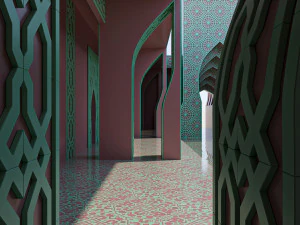 Moroccan-style infinity pool palace 3D Model