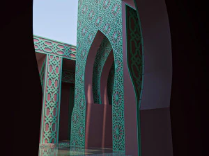 Moroccan-style infinity pool palace 3D Model