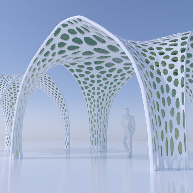Futuristic pergola stand 3D Model .c4d .max .obj .3ds .fbx .stl .blend 