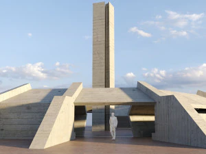 Modern Concrete Resting Area 3D Model
