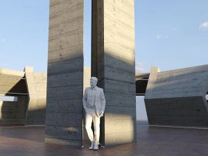 Modern Concrete Resting Area 3D Model