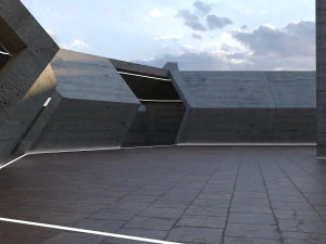 Modern Concrete Resting Area 3D Model
