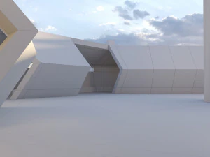 Modern Concrete Resting Area 3D Model