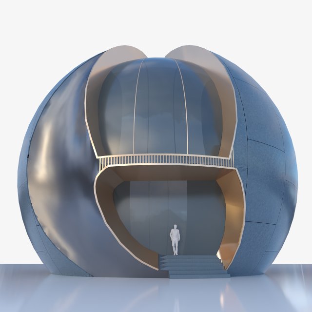 Future Sphere building 3D Model .c4d .max .obj .3ds .fbx .stl .blend 
