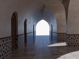 Islamic Architecture Arched Building 3D Model