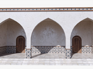 Islamic Architecture Arched Building 3D Model