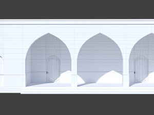Islamic Architecture Arched Building 3D Model
