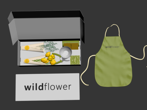 Wildflower box Kenzan Bowl Flowers Modelo 3D