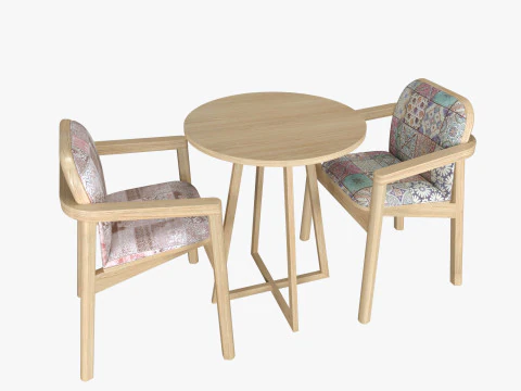 Koffiestoel en tafel 3D Model