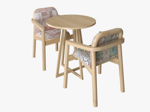 Coffee chair and table 3D Model