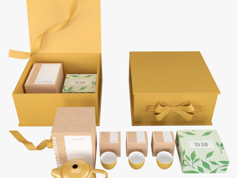 Kotak teh hadiah dengan teh LOVERAMICS Pro Model 3D