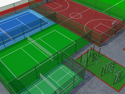 Mini stadiums and street fitness Badminton tennis 3D मॉडल